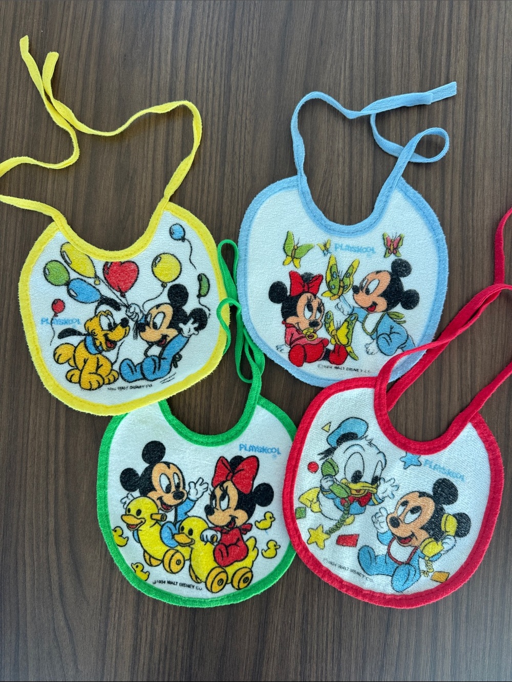 Vintage PlaySkool Mickey & Minnie Baby Bibs Set